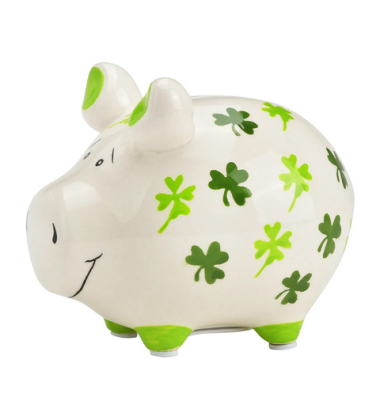 Spardose Schwein (klein) 10041956 , "Kleeblatt ~Aufdruck|ohne|#~"